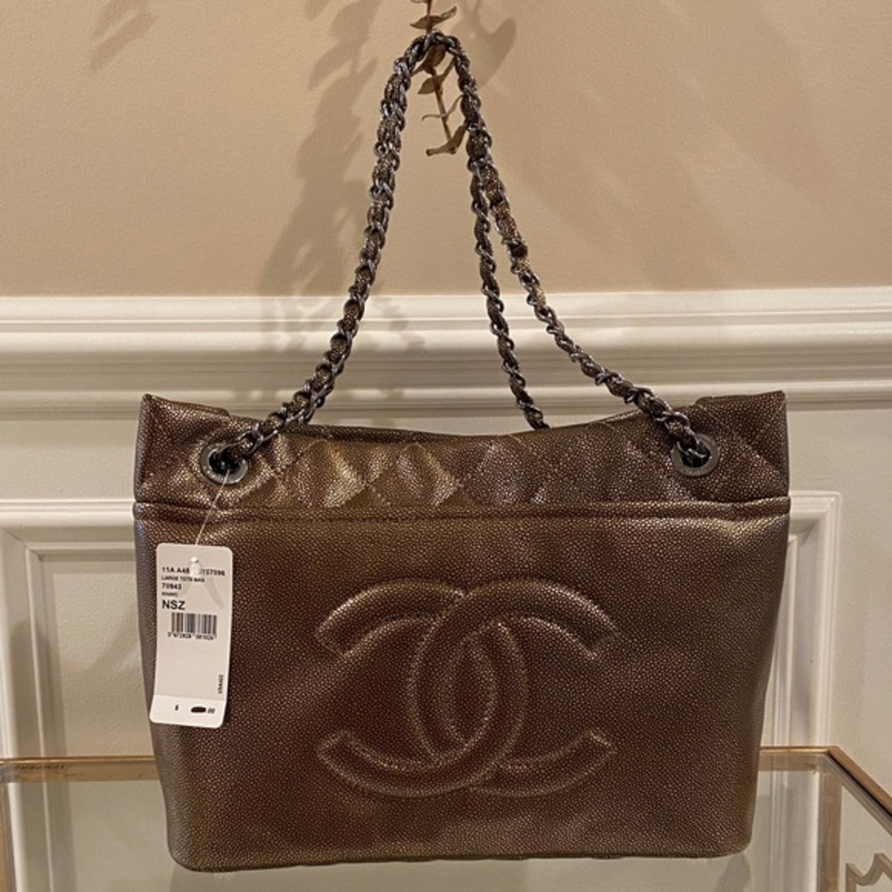 Chanel Caviar Leather Bronze Tote Bag